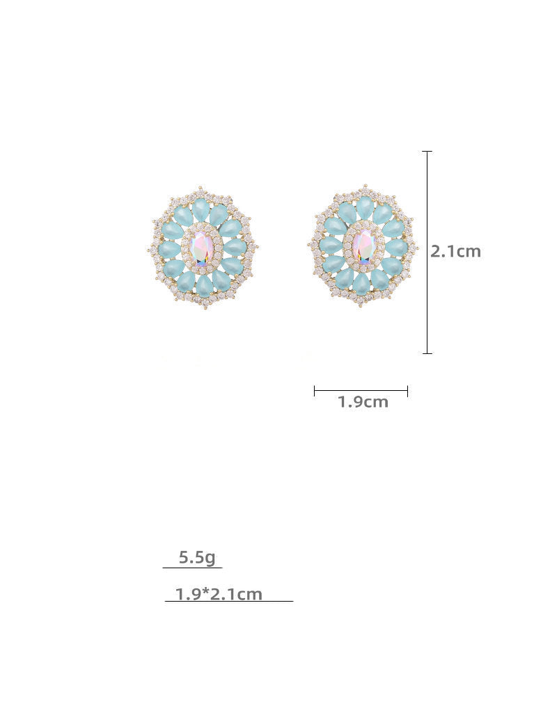 Floral Cubic Zirconia Stud Earrings E7516