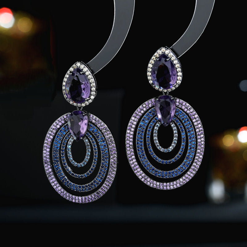 Geometry Oval Cubic Zirconia Earrings E7519