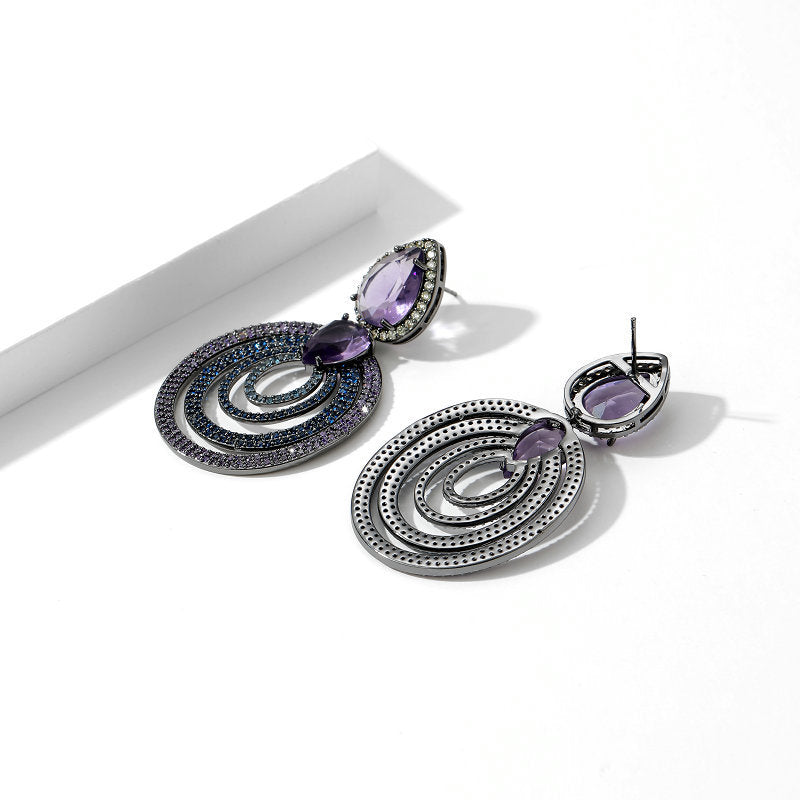 Geometry Oval Cubic Zirconia Earrings E7519