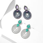 Geometry Oval Cubic Zirconia Earrings E7519