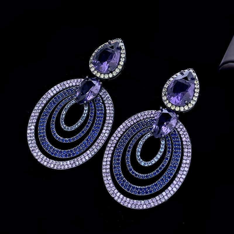 Geometry Oval Cubic Zirconia Earrings E7519