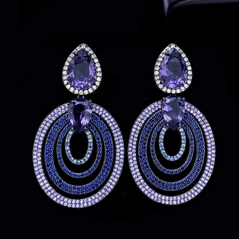 Geometry Oval Cubic Zirconia Earrings E7519