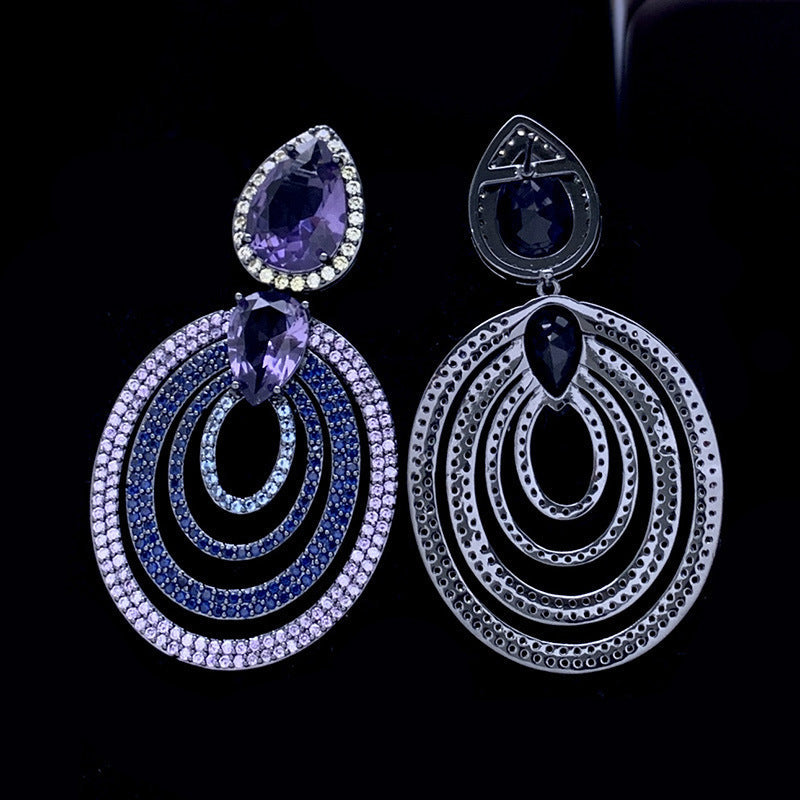 Geometry Oval Cubic Zirconia Earrings E7519