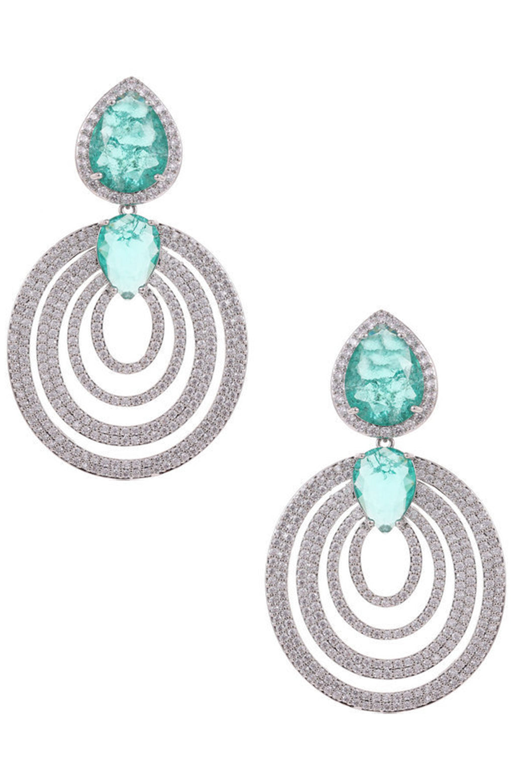Geometry Oval Cubic Zirconia Earrings E7519