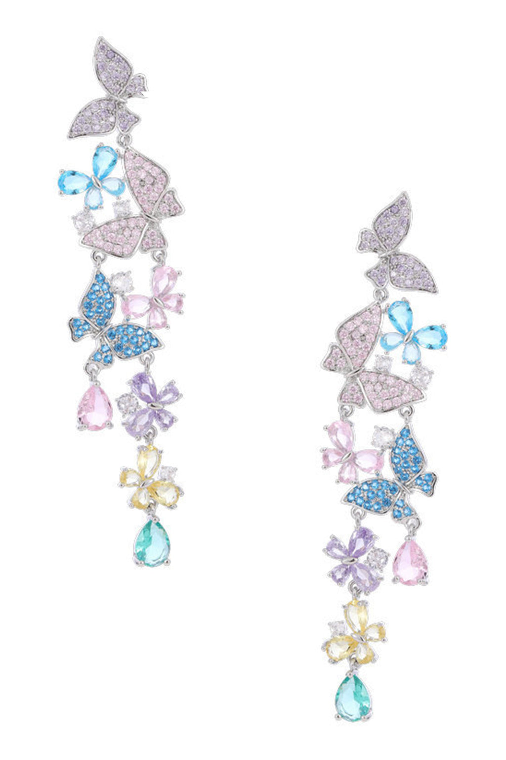 Butterfly Tassel Cubic Zirconia Earrings E7520