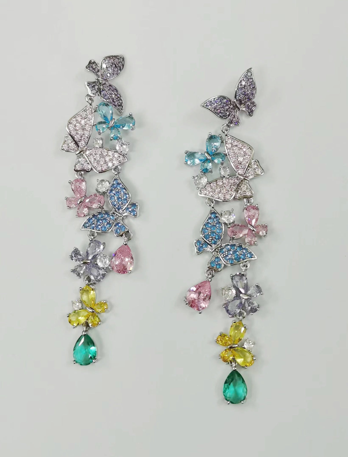 Butterfly Tassel Cubic Zirconia Earrings E7520