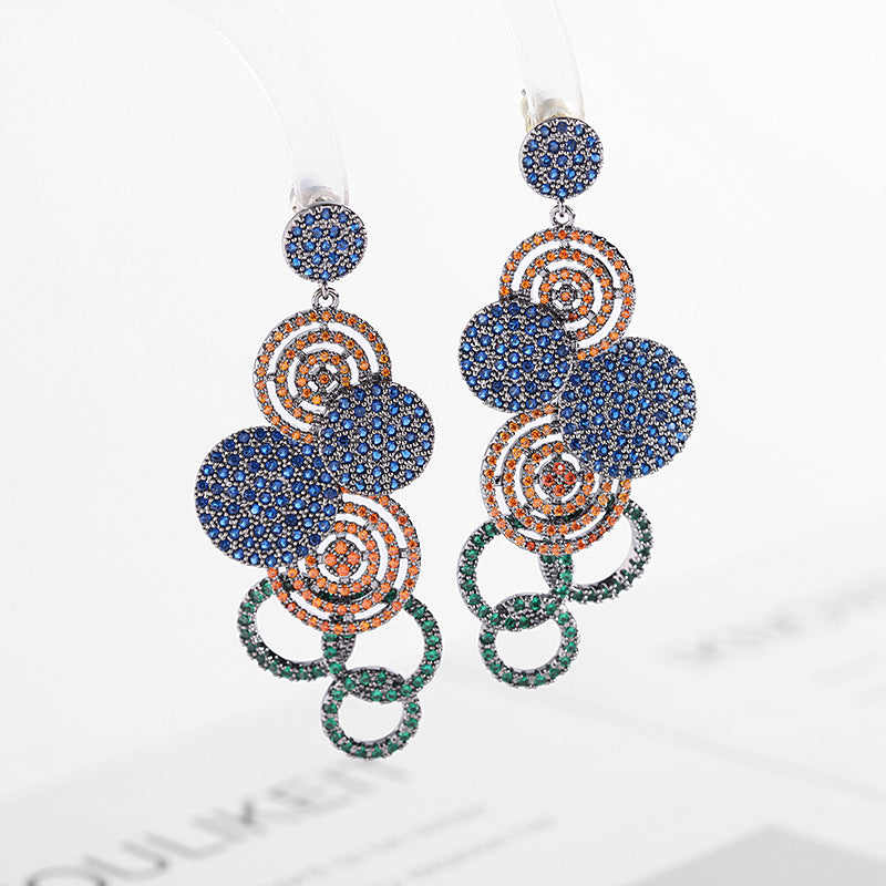 Geometric Circle Cubic Zirconia Earrings E7530