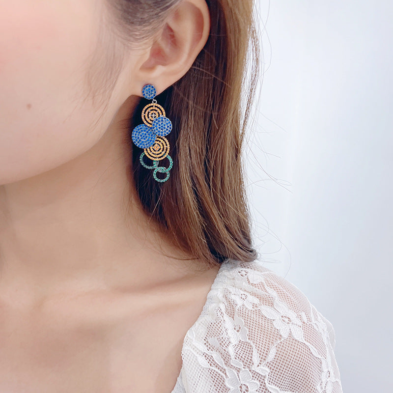 Geometric Circle Cubic Zirconia Earrings E7530