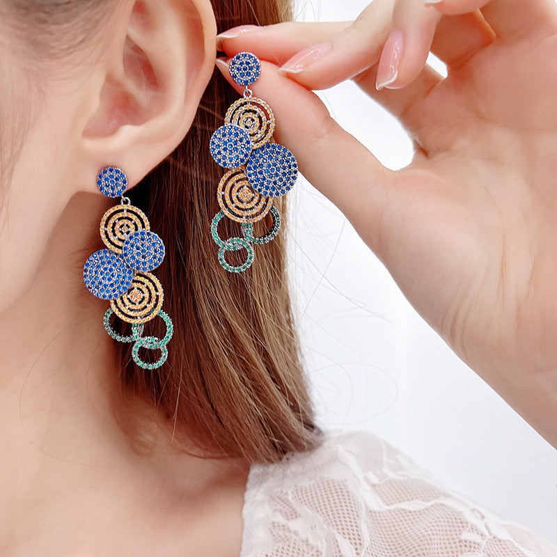 Geometric Circle Cubic Zirconia Earrings E7530