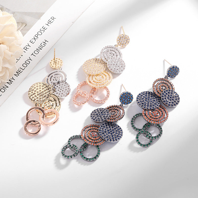 Geometric Circle Cubic Zirconia Earrings E7530