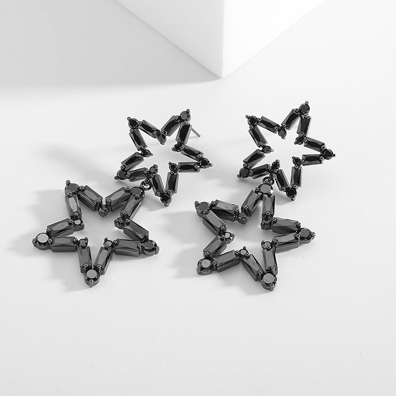 Doublelayer Star Cubic Zirconia Earrings E7531