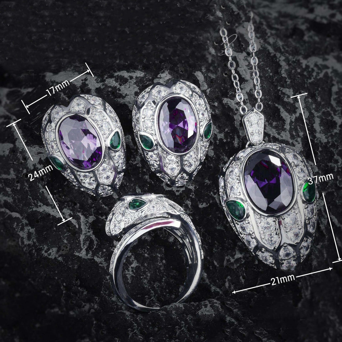 Snake Head Cubic Zirconia Stud Earrings E7534