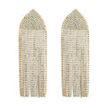 Rhinestone Tassel 925 Silver Post Earrings E7563