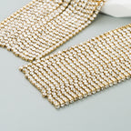 Rhinestone Tassel 925 Silver Post Earrings E7563