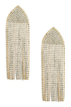 Rhinestone Tassel 925 Silver Post Earrings E7563