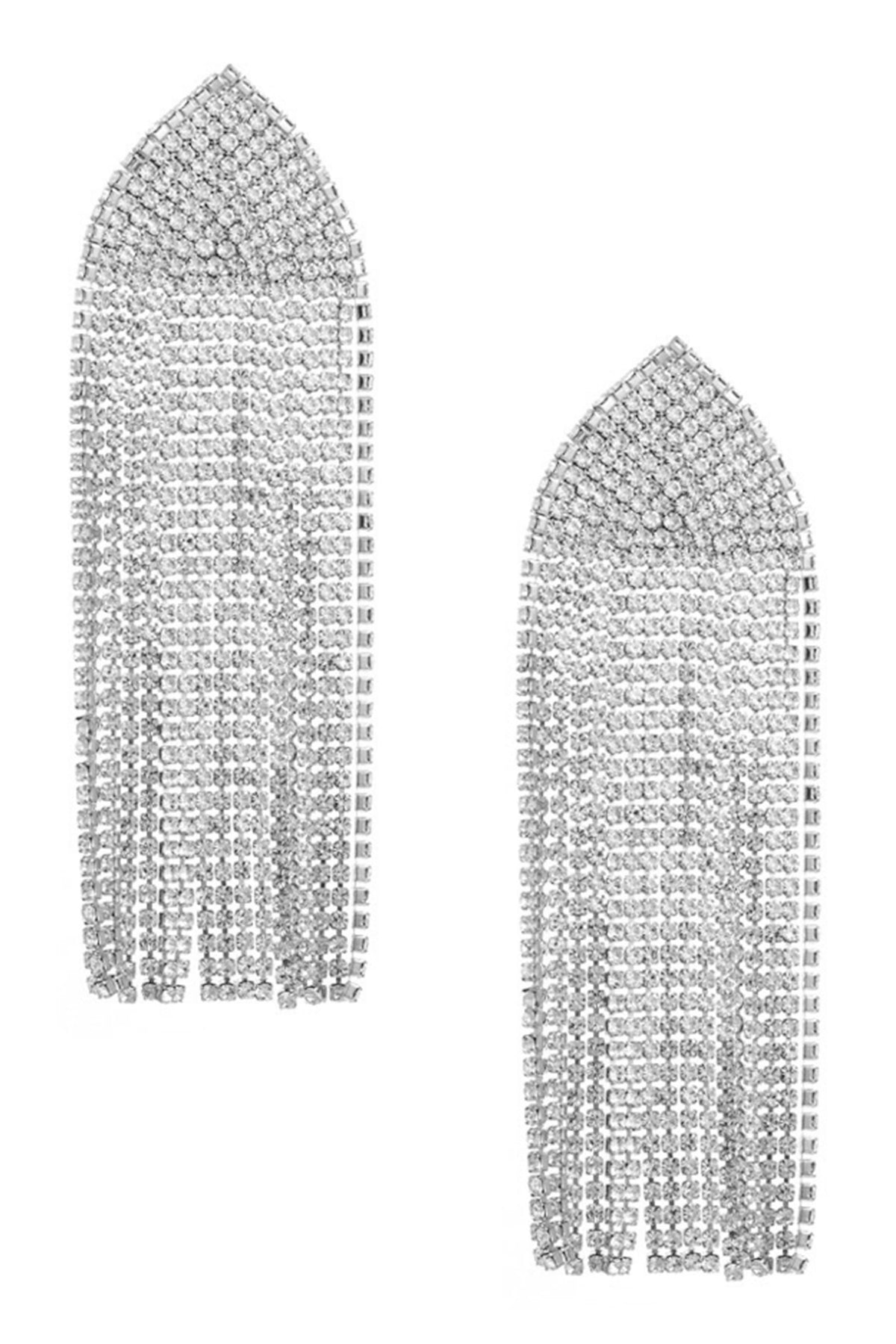 Rhinestone Tassel 925 Silver Post Earrings E7563