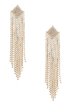 Diamond Shaped Rhinestone Tassel 925 Silver Post Earrings E7564