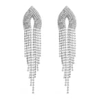 Rhinestone Tassel 925 Silver Post Earrings E7565