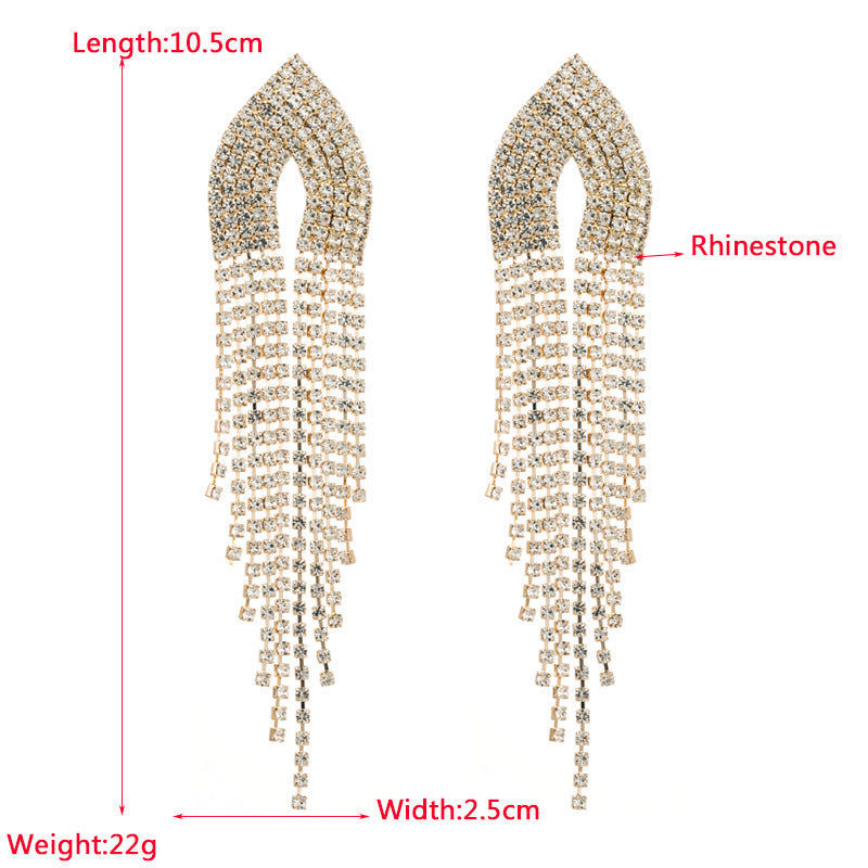Rhinestone Tassel 925 Silver Post Earrings E7565