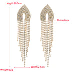 Rhinestone Tassel 925 Silver Post Earrings E7565