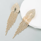 Rhinestone Tassel 925 Silver Post Earrings E7565