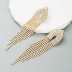 Rhinestone Tassel 925 Silver Post Earrings E7565
