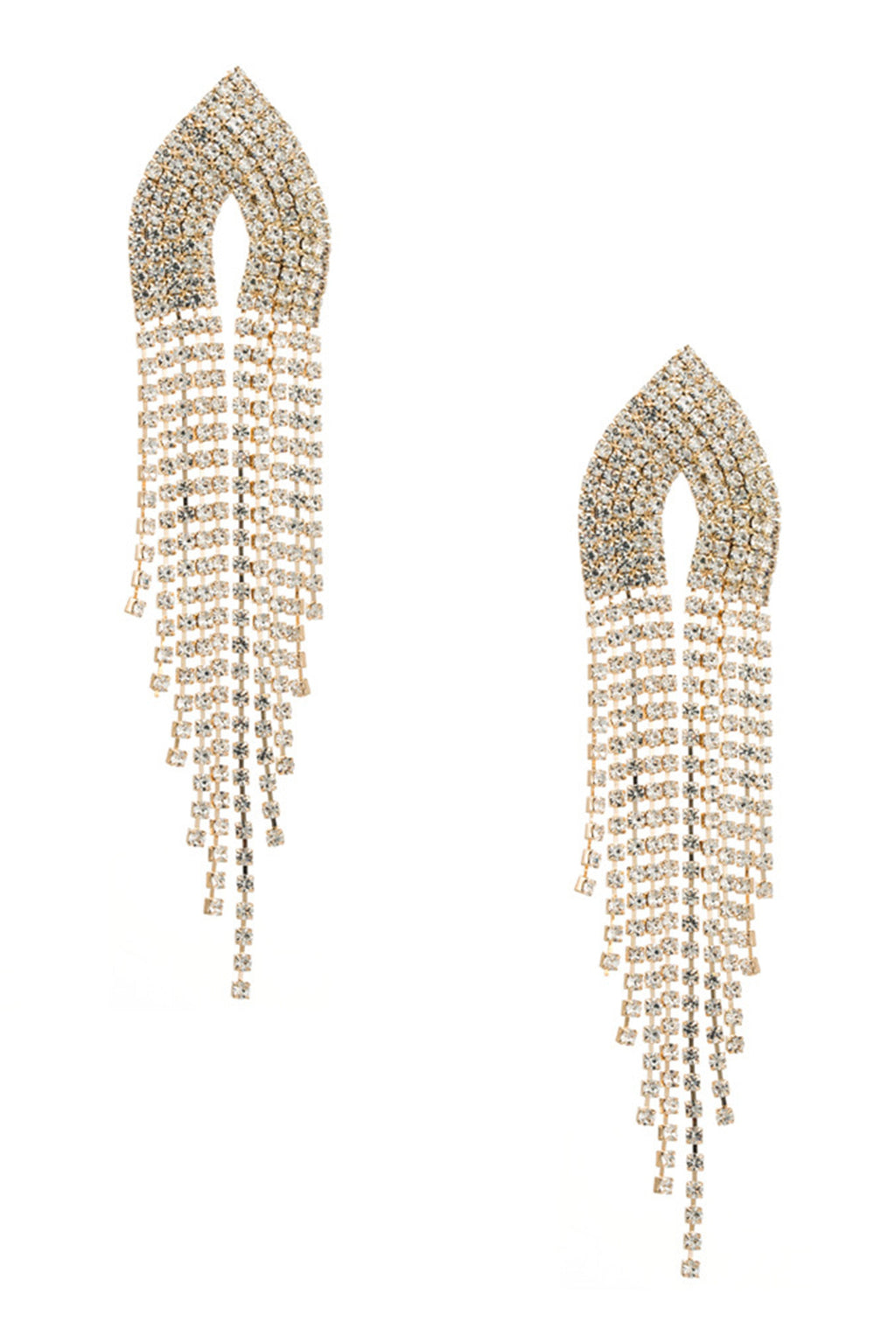 Rhinestone Tassel 925 Silver Post Earrings E7565