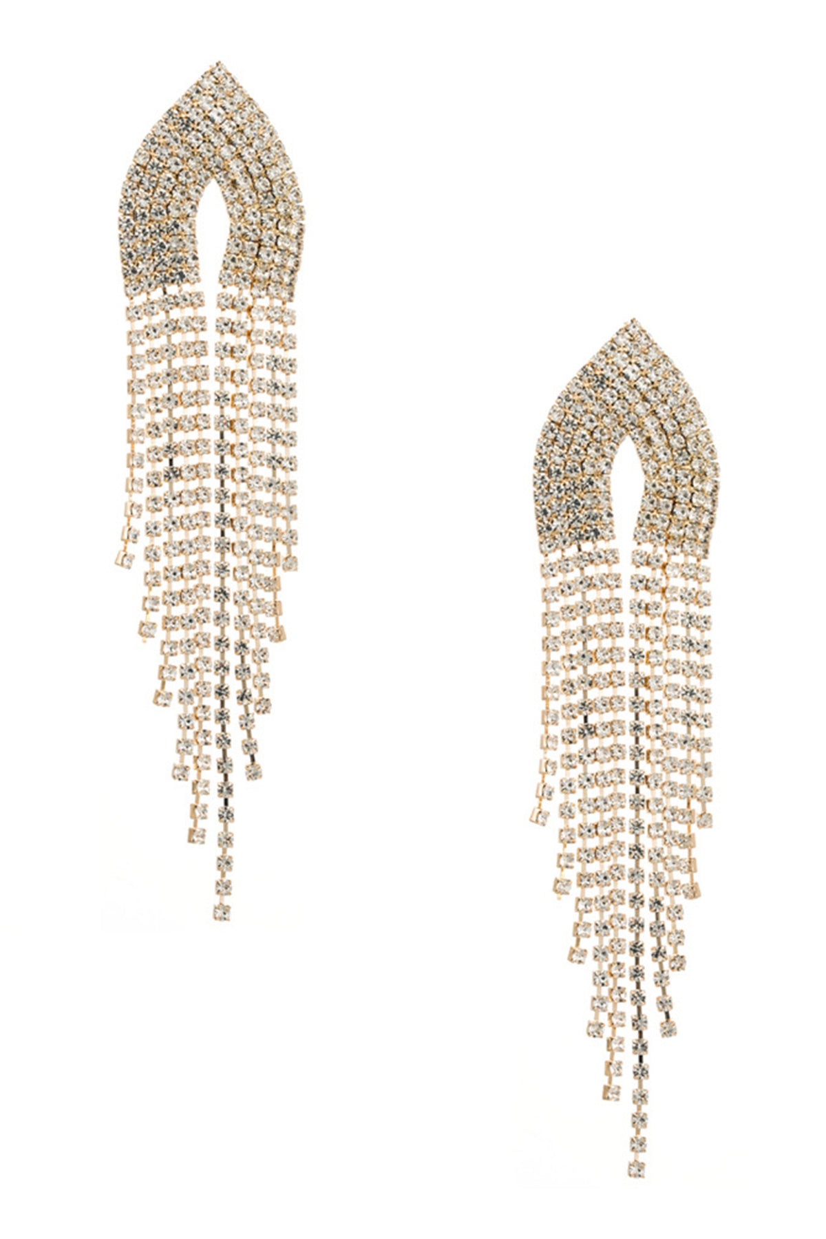 Rhinestone Tassel 925 Silver Post Earrings E7565