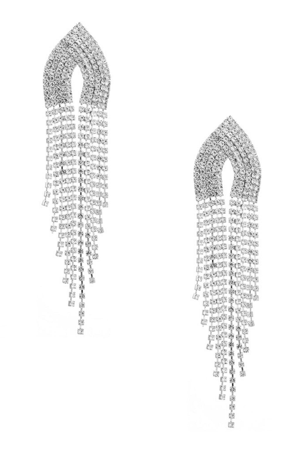 Rhinestone Tassel 925 Silver Post Earrings E7565