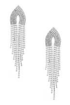Rhinestone Tassel 925 Silver Post Earrings E7565
