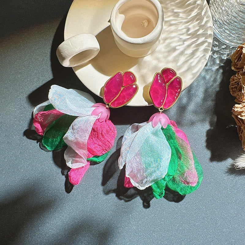 Floral Tulip Gauze Earrings E7605