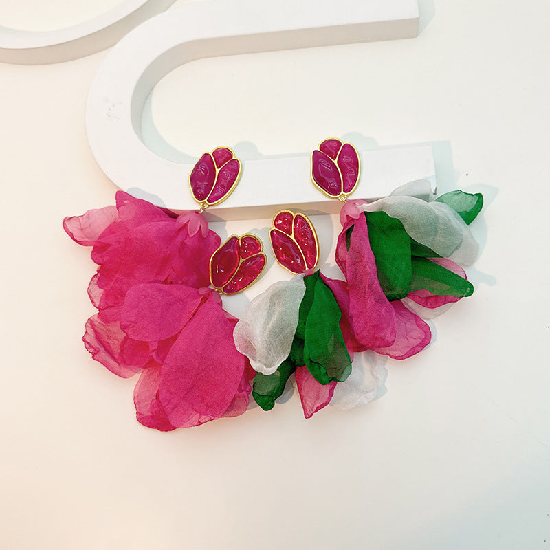 Floral Tulip Gauze Earrings E7605