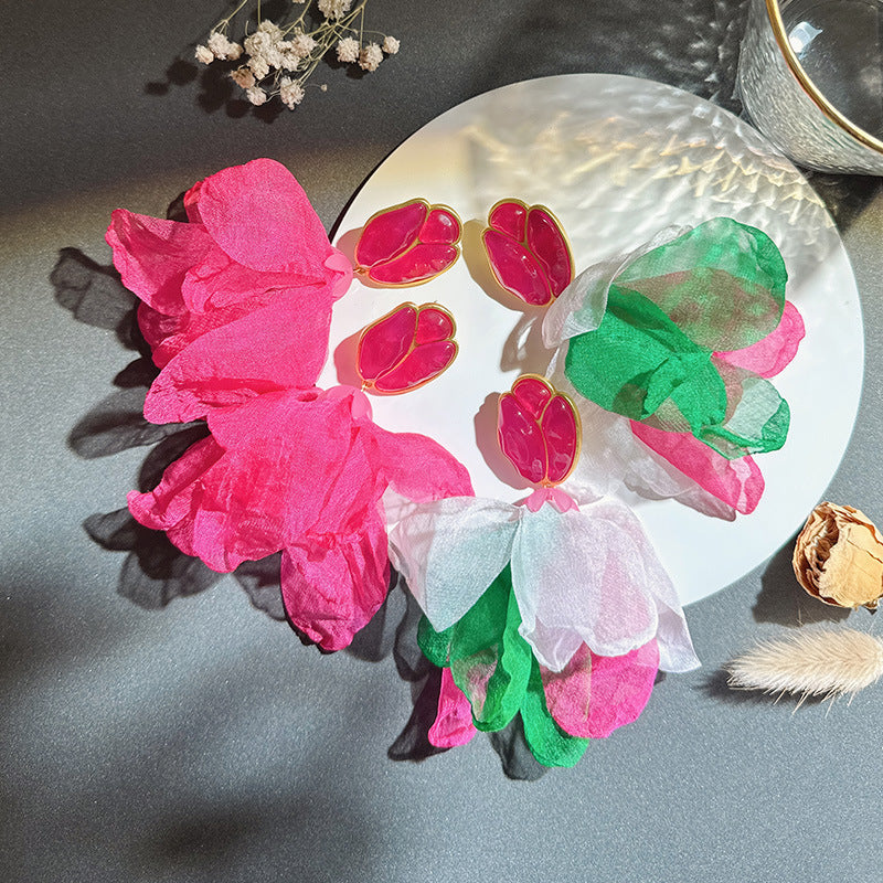Floral Tulip Gauze Earrings E7605