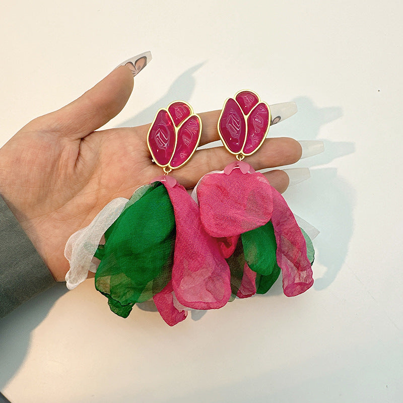 Floral Tulip Gauze Earrings E7605