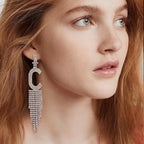 Alphabet Rhinestone Tassel Earrings E7614