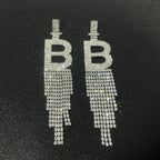 Alphabet Rhinestone Tassel Earrings E7614