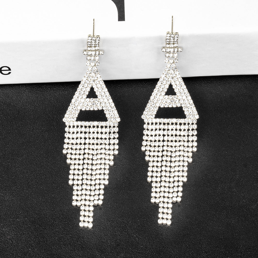 Alphabet Rhinestone Tassel Earrings E7614