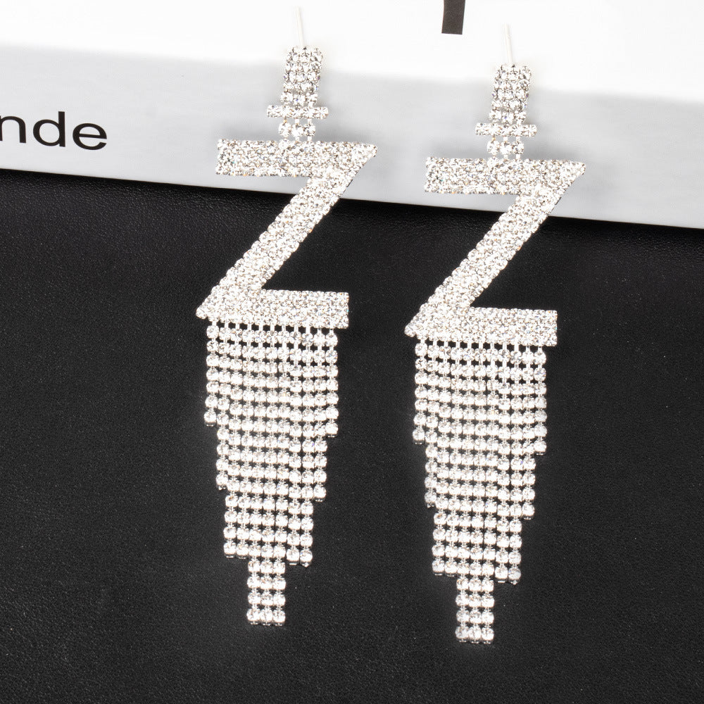 Alphabet Rhinestone Tassel Earrings E7614
