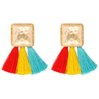 Square Geometry Tassel Earrings E7626