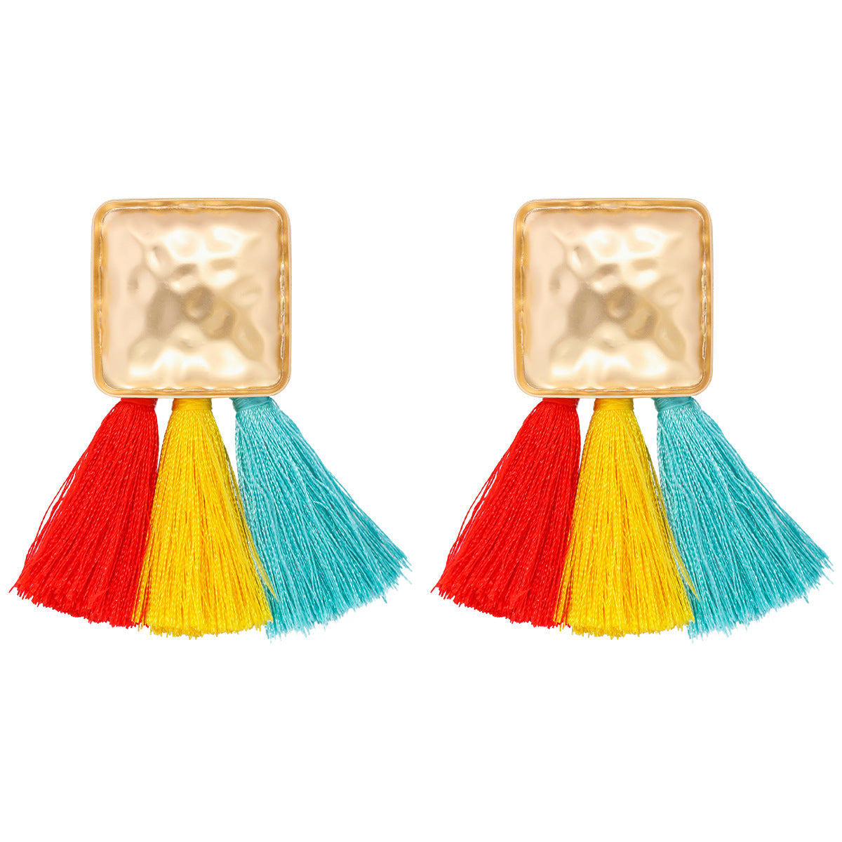 Square Geometry Tassel Earrings E7626