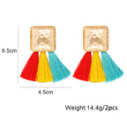 Square Geometry Tassel Earrings E7626