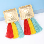 Square Geometry Tassel Earrings E7626