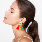 Square Geometry Tassel Earrings E7626