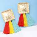 Square Geometry Tassel Earrings E7626