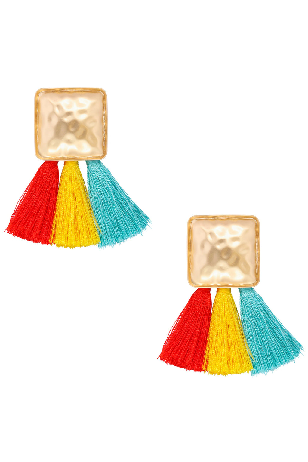 Square Geometry Tassel Earrings E7626