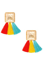 Square Geometry Tassel Earrings E7626