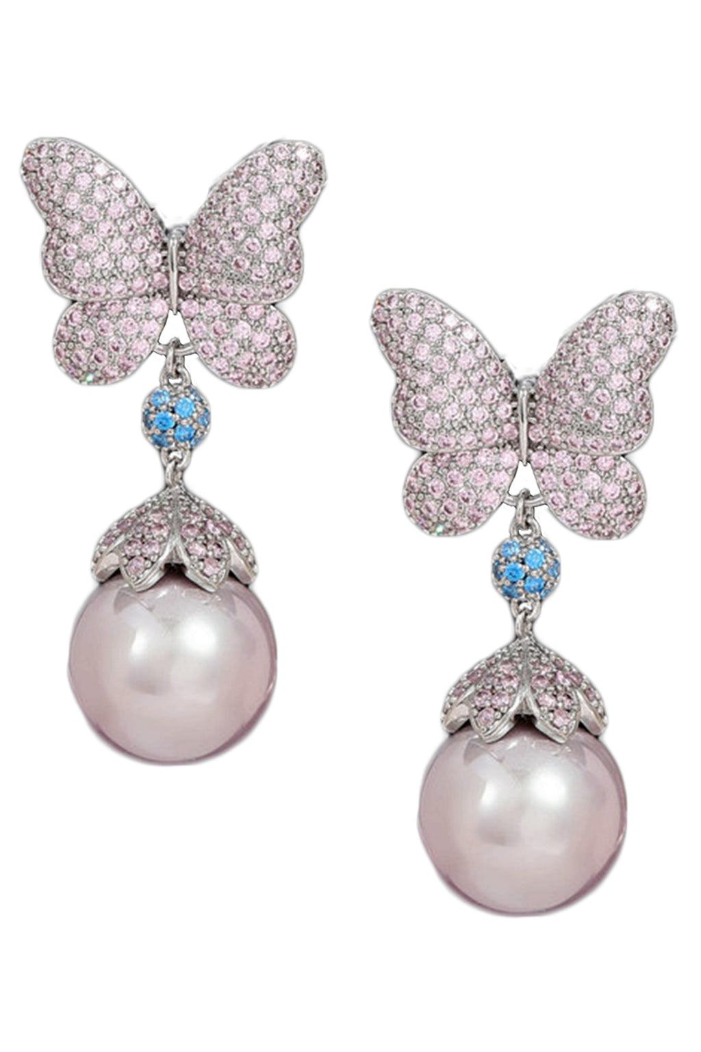 Butterfly Pearl Cubic Zirconia Earrings E7828