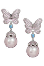 Butterfly Pearl Cubic Zirconia Earrings E7828