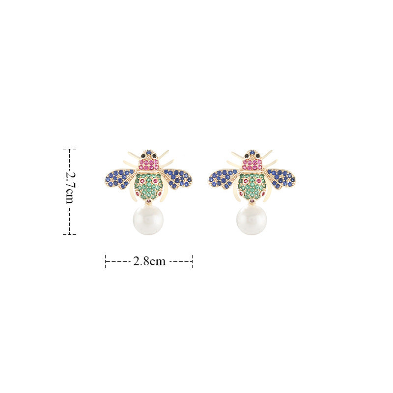 Bee Pearl Cubic Zirconia Earrings E7658
