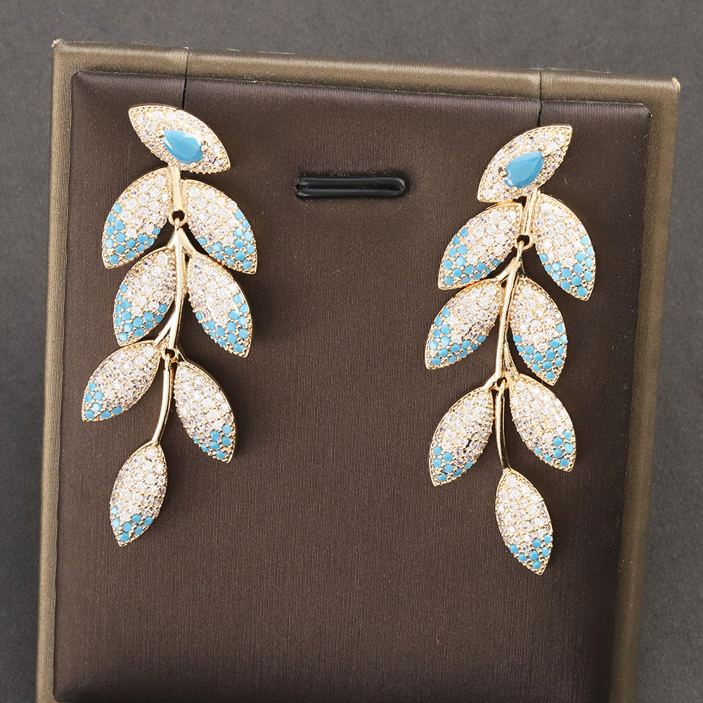 Leaf Cubic Zirconia Earrings E7659